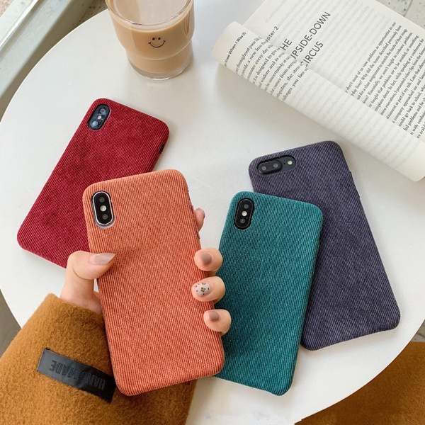 Simple pure color corduroy fall proof cover for iPhone XSMAX