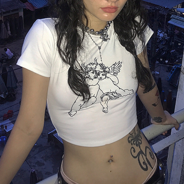 Cute Aesthetic White Tee Kawaii 90s 