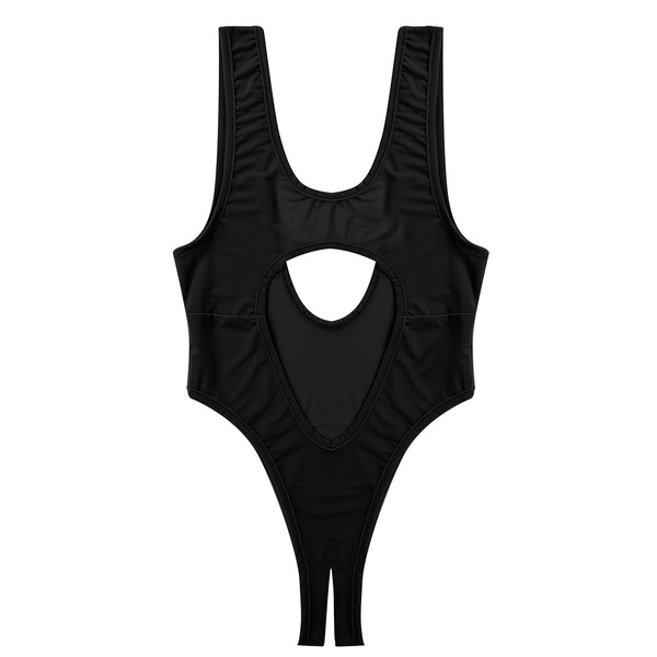 Women's See Through Swimsuit Hollow Crotchless Monokini Micro Thong