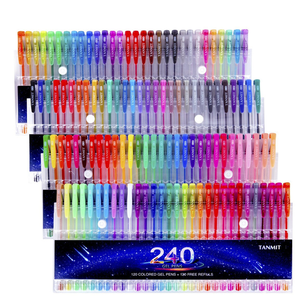 Tanmit 240 Gel Pens Set for Adults Coloring Books Drawing Art Markers