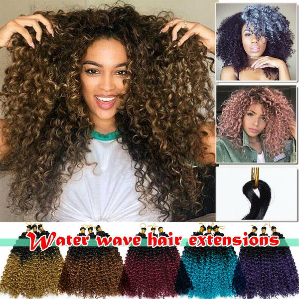 Kinky Curly Full Head Hair Extensions Ombre Crochet Braids Wavy