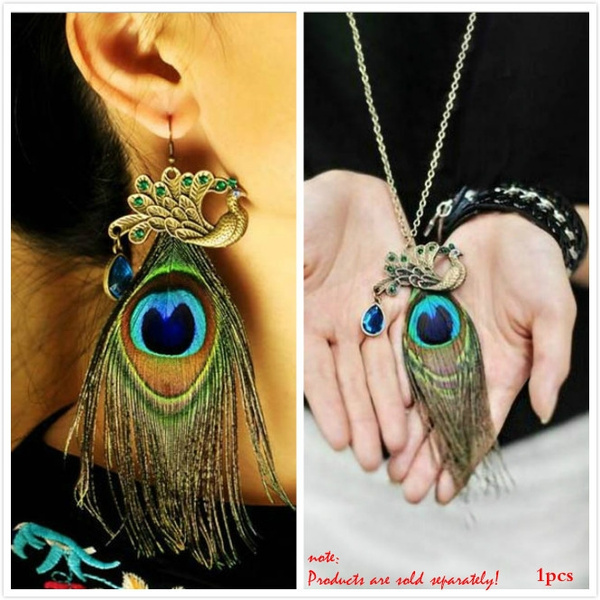 Peacock Feather Earrings - Piedmont Boutique