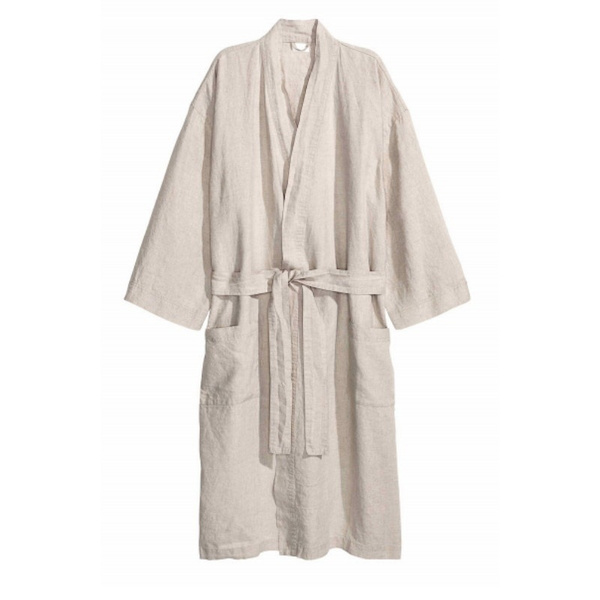 Unisex Linen Kimono Yukata Bathrobe Japanese Flax Robe Gown Pajamas  Sleepwear Fashion