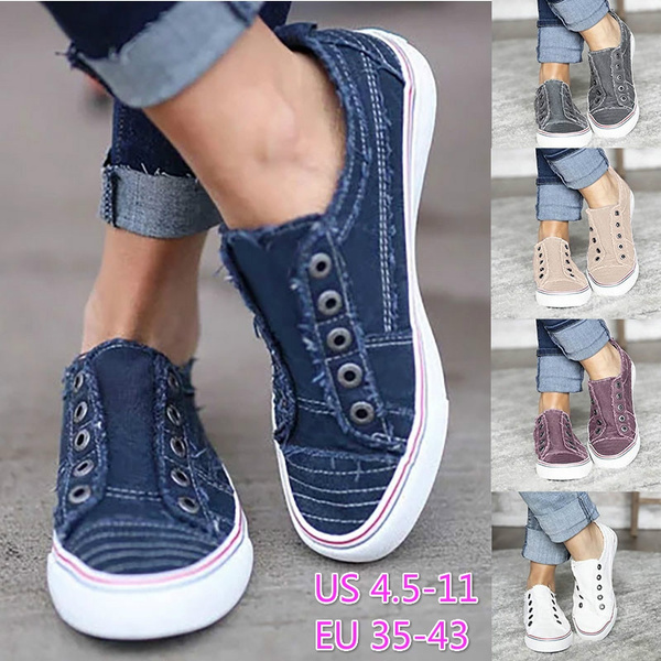 Lace Jean Sneakers Flat Canvas Shoes 