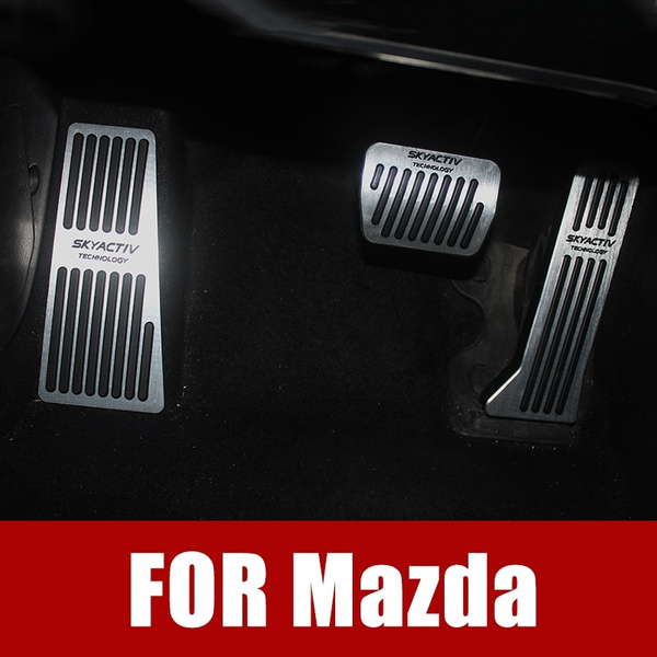 MT 4pc WANWU No Drilling Aluminum Car Foot Rest Fuel Brake AT/MT Pedals for Mazda 3 Mazda 6 CX-5 2013 2014 2015 