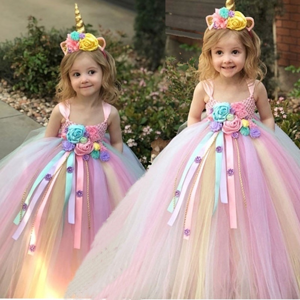 Unicorn Party Dress 4T Light Up!Headband Rainbow Colors Birthday Princess  Tutu | eBay