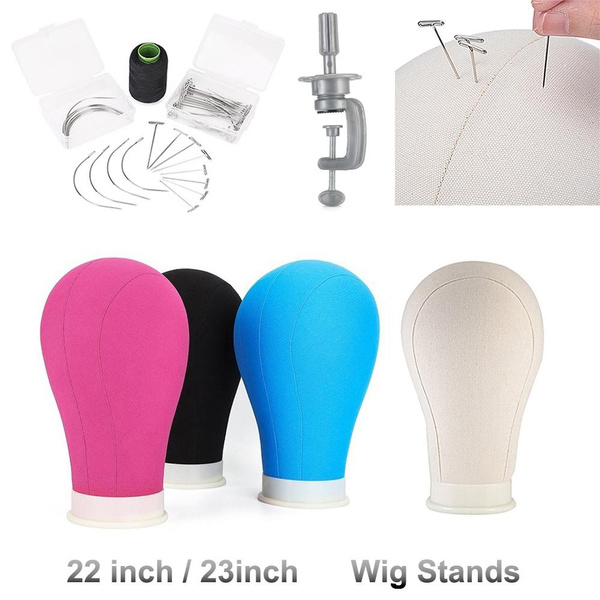 22/23inch Canvas Block Mannequin Training Head Wig Stand Mannequin Head
