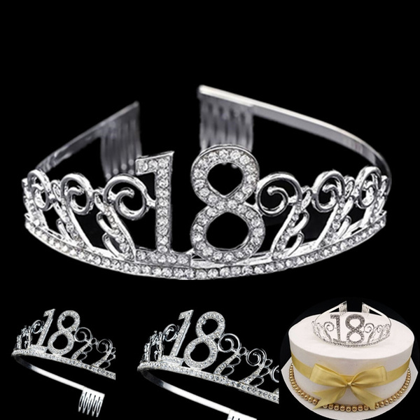 18 Years Old Birthday Crown Crystal Hairband Girl Tiara Princess Head Accesso… 