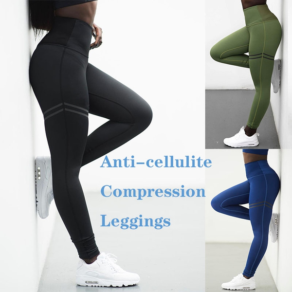 Fashion Women High Waist Anti-Cellulite Compression Slim Leggings