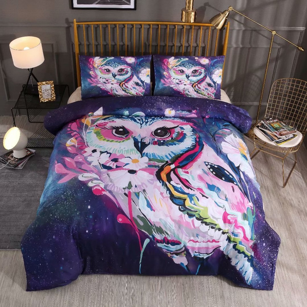 3pcs Owl Bedding Set 3d Duvet Cover Home Textile Luxury European Lines King Size Comfy And Warm Wish - Owl Duvet Cover King Size