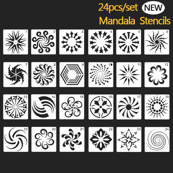 24Pcs mandala Template Painting Crafts Circle Stencils For Drawing