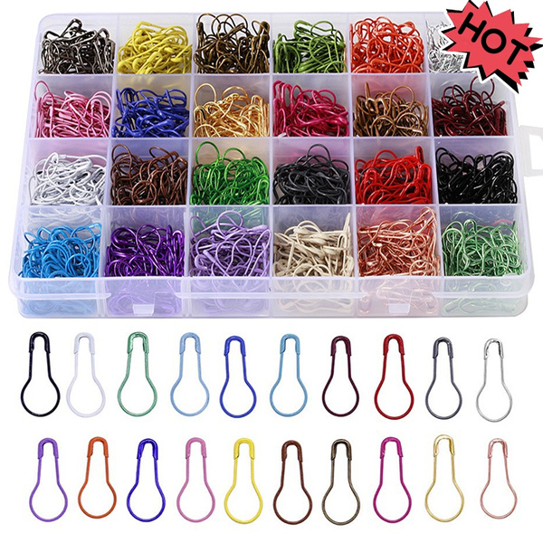 Metal Gourd Pins Coolty 1100PCS Safety Pins 13 Colours Calabash Pins for Knitting Stitch Markers DIY Clothing Craft Making Bulb Pins