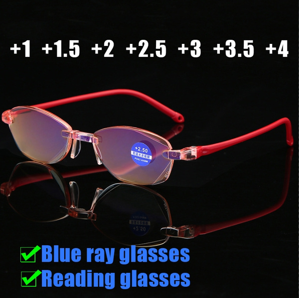 1pc Rimless Reading Glasses for Women's Diamond Cut Edge Fashionable
