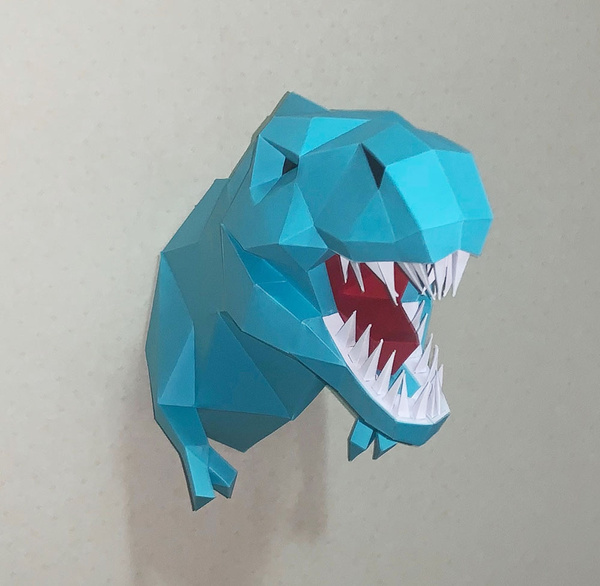 Head Wall Decor, DIY Papercraft Cardboard Animal 3D Head Wall Mount  Tyrannosaurus Rex Paper Trophy (blue) | Wish