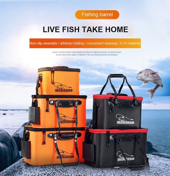 Portable EVA Fishing Bag Collapsible Fishing Bucket Live Fish Box Water  Container Pan Basin Tackle Storage Bags for Fishing/Camping/Hiking