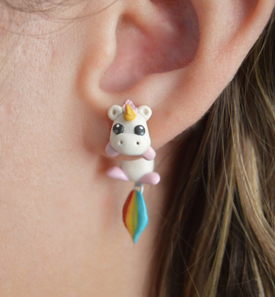 MUZHE Cute Animal Unicorn Pony Stud Earrings for Boy Girls Summer Jewelry