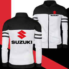 Men Spring Autumn Winter Fleece Suzuki Motorcycle Jackets Zipper Sport Coats