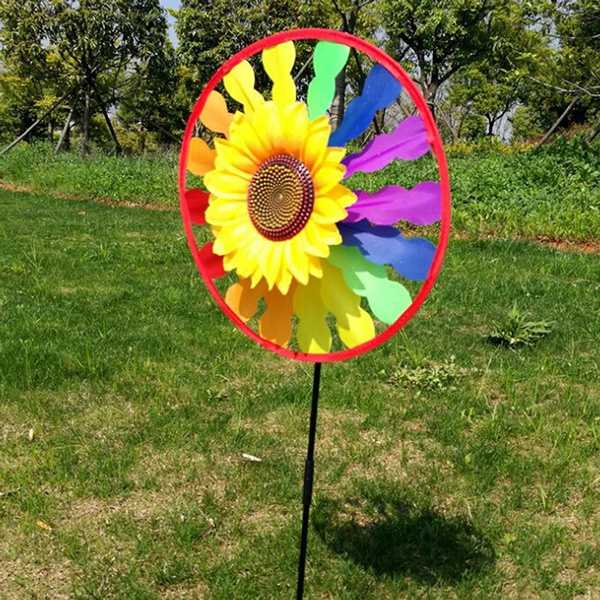 Tournesol Windmill Triple Vent Spinner Jardin Décoration De Jardin Enfant Enfants Jouets