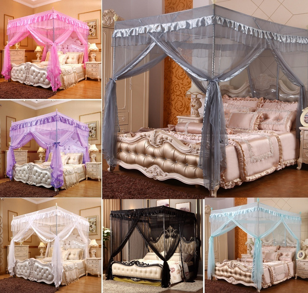 Four Corner Curtain Bed Canopy Mosquito, Queen Bed Canopy Frame