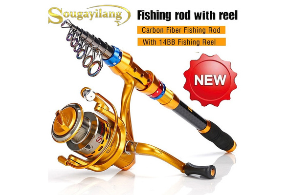 Cheap Fishing Rod and Reel Combos Carbon Fiber 1.8M-3.3M Telescopic Fishing  Rod 11BB Spinning Fishing Reel