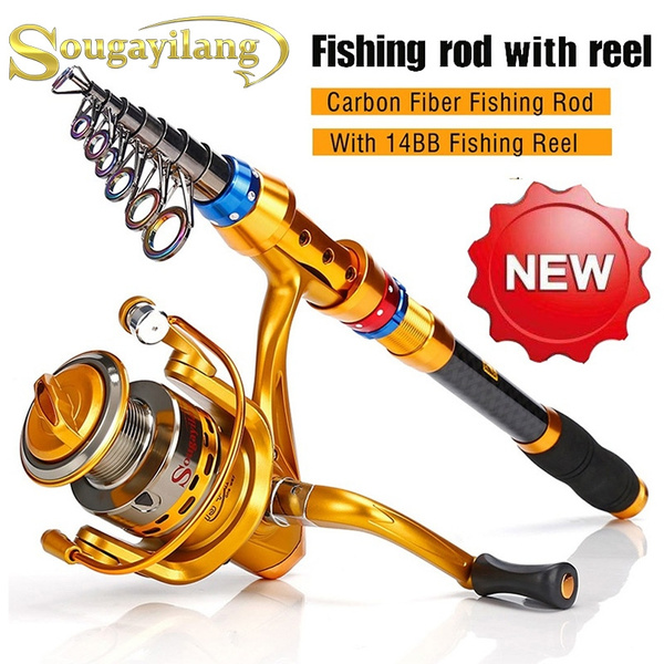 Fishing Rod and Fishing Reel Carbon 1.8-3.6M Telescopic Fishing Rod with Spinning  Reel Fishing Rods and Reels Set