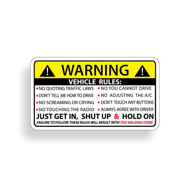 Funny Truck Safety Warning Rules Sticker Adhesive Vinyl Window Graphic Bumper