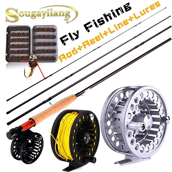 Sougayilang Fly Fishing Rod Reel Combos Kit 9FT Carbon Fiber Fly Fishing Rod  and CNC Metal Fly Fishing Reel Combo Fishing Tackle Set for Outdoor  Freshwater Fishing
