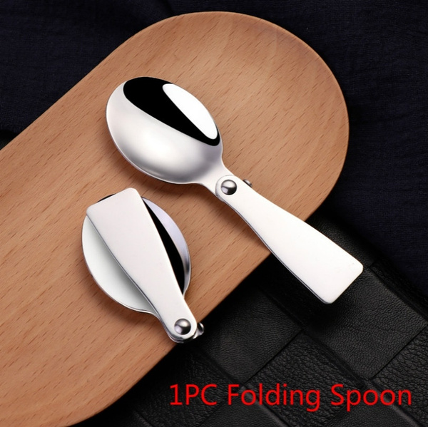Stainless Steel Folding Spoon Soup Spoon Tableware Small Spoon X 1