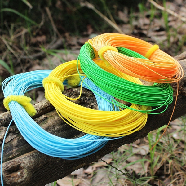 Fly Fishing 100ft Floating FLY LINES for Fly Fishing Rod Reel Welded Loops  (Color: Orange Blue Green Yellow )