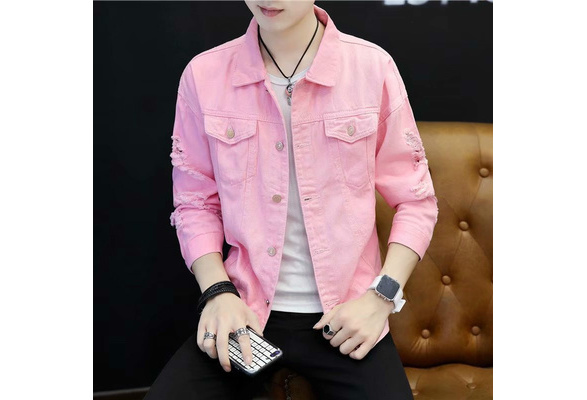 Denim Jacket Coat Ripped Distressed 