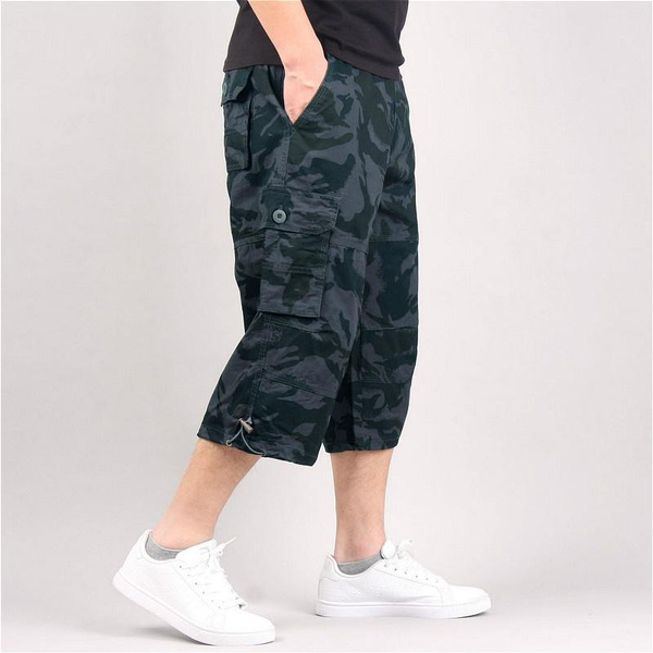 Men 3/4 Length Cargo Pants Cropped 
