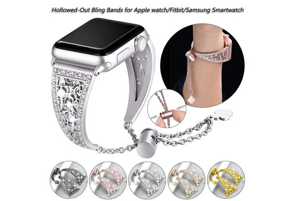 Bling Band for Apple Watch 38mm 40mm 42mm 44mm iWatch Series  5/4/3/2/1,Woman Diamond Stainless Metal Rhinestone Bracelet Replacement  Starp for Fitbit Versa 2/Versa Lite/Samsung Galaxy Watch 46mm/42mm/Active 2  | Wish