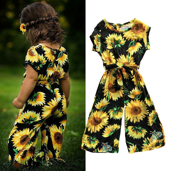 Toddler Kids Baby Girls Sunflower Romper Bodysuit Jumpsuit Outfits Clothes  | Wish