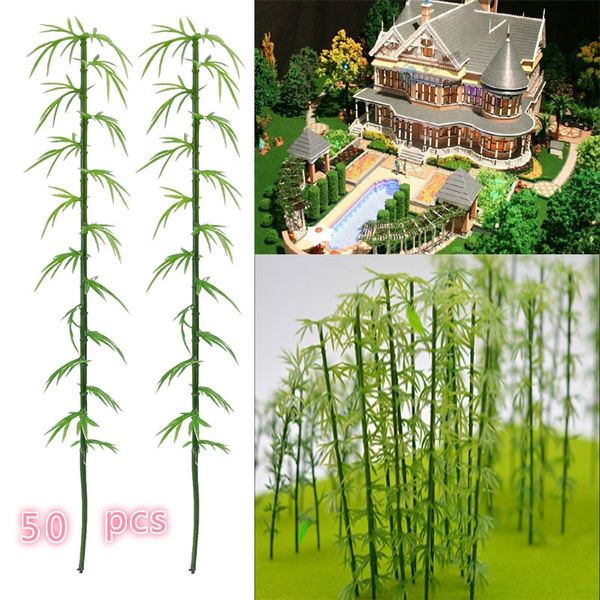 50Pcs 15cm Plastic Miniature Model Tree Landscape Bamboo Tree Sand