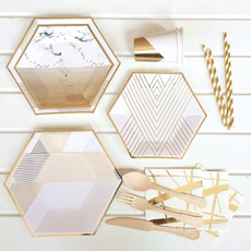 gold, stripedpaperstraw, ecofriendlydinnerware, Porcelain