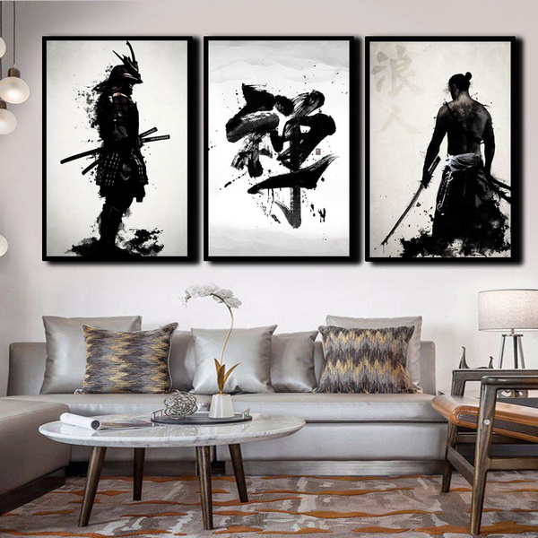 Black White Shogun Ronin Samurai Poster Nordic Japanese Warrior ZEN ...