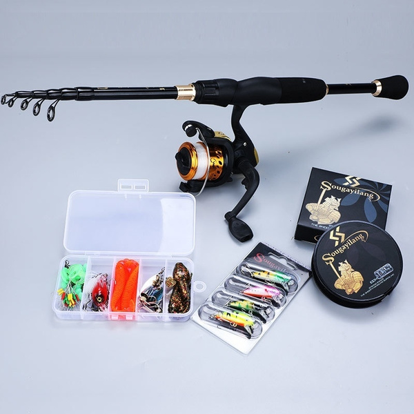 Outdoor Fishing Rod Reel Combos Full Kit with 1.8m/2.1m/2.4m