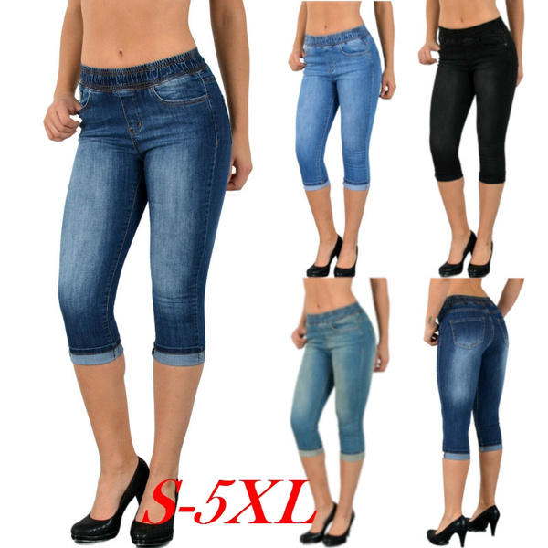 Bubblegum Denim Jean Shorts Women's 3/4 Blue Flap Back Pockets Cuffed Low  Rise | eBay