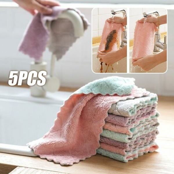 5pcs Towels - Dishcloths Microfiber Cleaning Cloth Kitchen Cloth Dish Towel