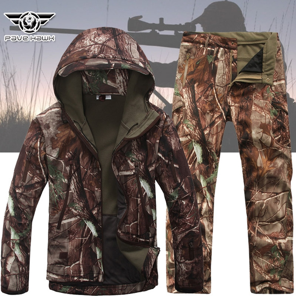 Outdoor Camouflage Shark Skin Jacket And Tactical Pants For Men