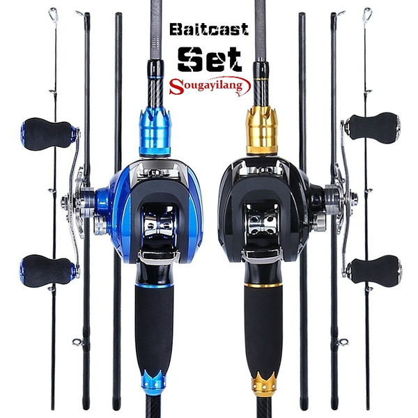 Casting Rod Reel Combos 1.8M /2.1m Right or Left Hand 4 Pieces Carbon M  Power Casting Fishing Rods and 17+1BB Baitcasting Reels Baitcast Set