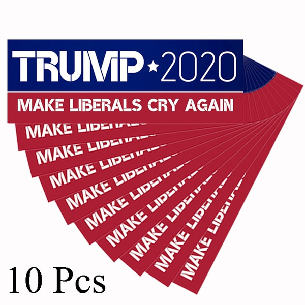 10pcs Donald Trump Bumper Sticker 2020 Make Liberals Cry Again Sticker Pack