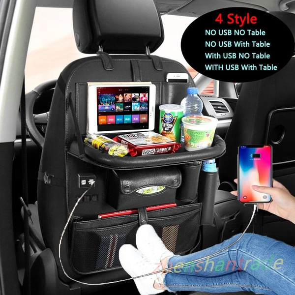  HomDSim Car Seat Back Organizer with 4 USB Charger Car PU  Leather Backseat Organizer Travel Multifunction Storage Pocket Universal  Auto Interior Accessories : Automotive