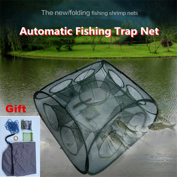5 Holes Folding Portable Automatic Fishing Net Minnow Shrimp Crab Baits