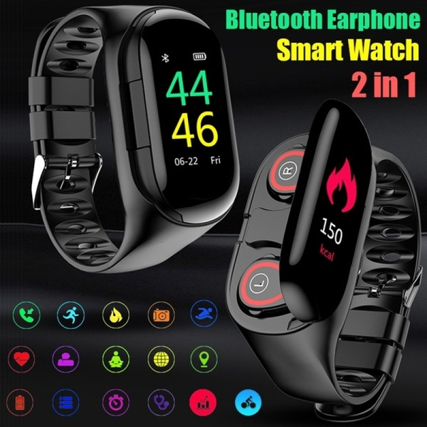 Verslinden Geld lenende China 2 In 1 Stereo Dual Bluetooth Earphone Smart Watch Heart Rate Blood Pressure  Sports Smart Bracelet with Earbud For IOS Android Phone | Wish