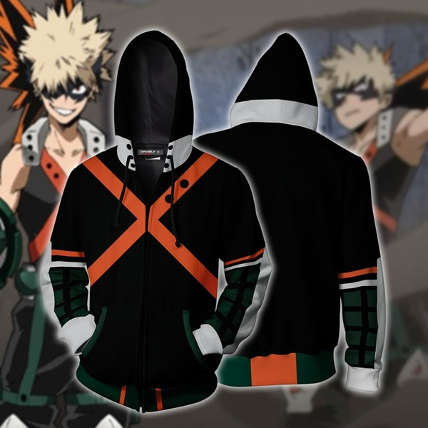 my hero academia bakugou katsuki costume hoodie cosplay anime hoodie  college uniform sweatshirts men women zip up tracksuit  wish