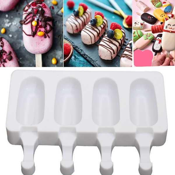 4 Cell Large Silicone Frozen Ice Cream Mold Juice Popsicle Maker Lolly Mould HOT 