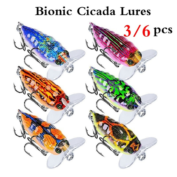 3/6pcs 4cm Popper Bionic Cicada Sytle Topwater Fishing Lures for