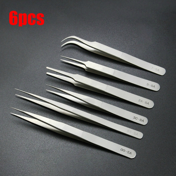 6 Pcs All Purpose Precision Tweezer Set Stainless Steel Anti Static Tool Kit 