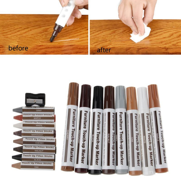 17Pcs Furniture Touch Up Kit Markers & Filler Sticks Wood Scratches Restore Kits 